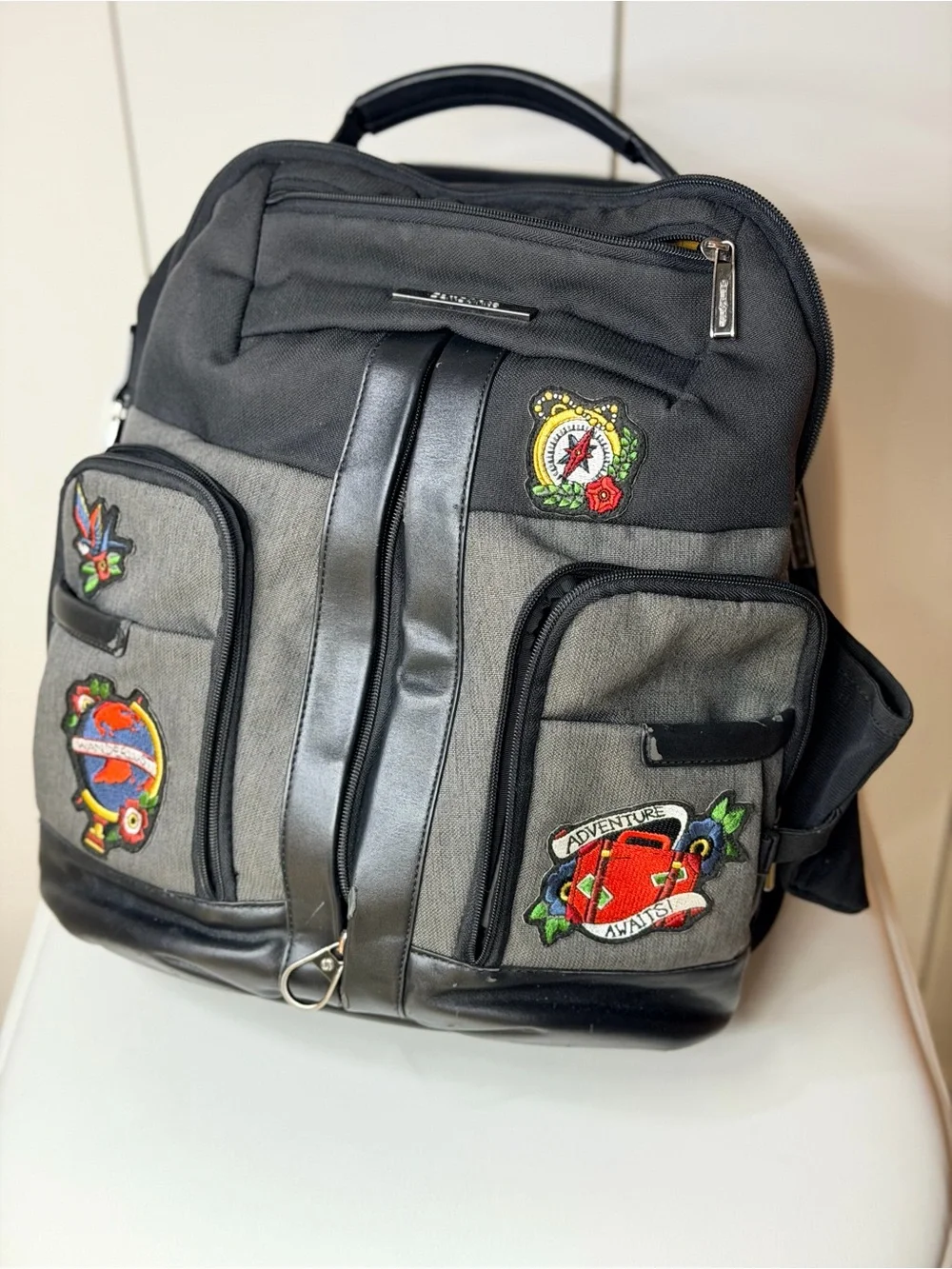 Discontinued Samsonite Travel Laptop Backpack Leather Nylon Women’s Unisex 18in